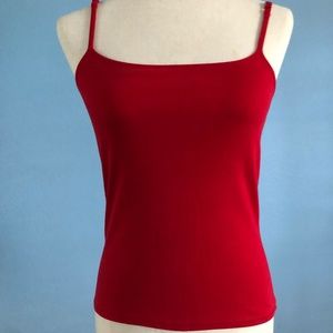 Red Tank Top Camisole - Adjustable Straps - Built-In Bra - Size Small - Express